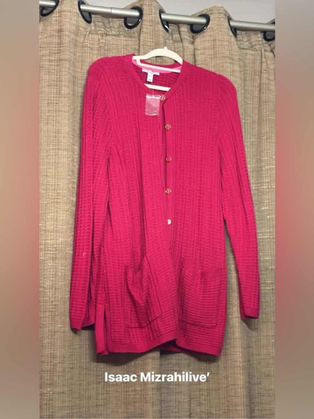 Isaac Mizrahi Hot Pink Button-Up Knit Cardigan